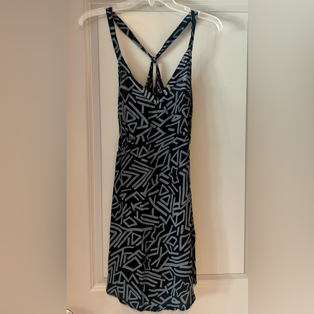 Fox Black and Gray Ruched Wrap Sundress